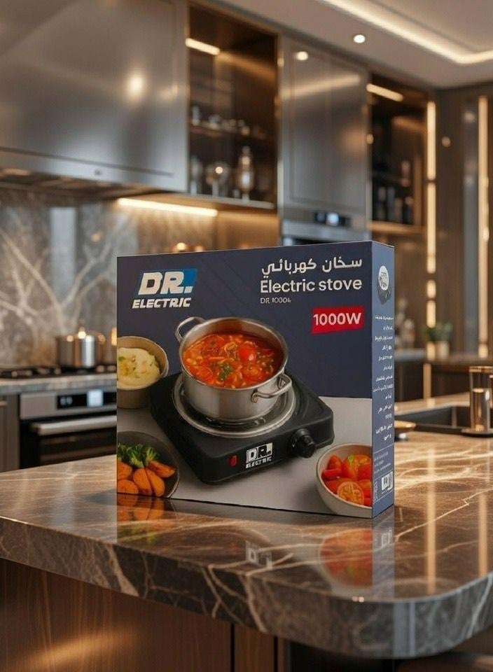 دكتور إلكتريك موقد كهربائي 1000 واط، سطح حلزوني، عين واحدة، أسود، DR.10004 - Image 5